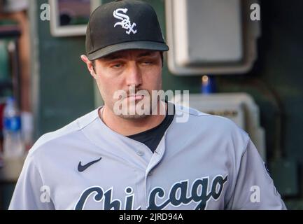 Baltimore, États-Unis. 23rd août 2022. BALTIMORE, MD - AOÛT 23 : Chicago White Sox a quitté le terrain AJ Pollock (18) avant un match de MLB entre les Orioles de Baltimore et le Sox blanc de Chicago, sur 23 août 2022, à Orioles Park à Camden yards, à Baltimore, Maryland. (Photo de Tony Quinn/SipaUSA) crédit: SIPA USA/Alay Live News Banque D'Images