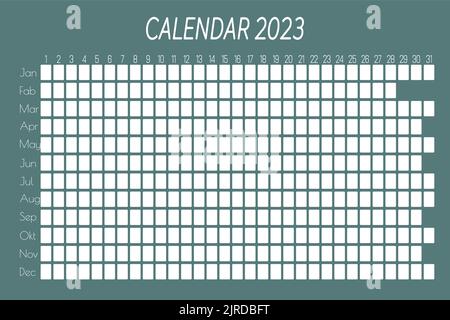 Calendrier pour 2023. Un planificateur par jour et par mois avec un emplacement pour les notes, les notes et les rappels. Un modèle pour la phase de lune Illustration de Vecteur