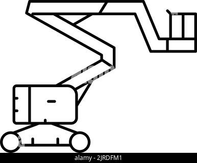 illustration vectorielle de l'icône de la ligne de véhicule de construction de levage de rampe Illustration de Vecteur