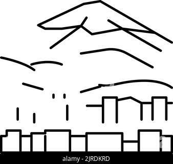 illustration vectorielle de l'icône de la ligne de montagne fujiyama Illustration de Vecteur