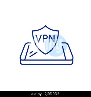 Connexion sécurisée protégée par VPN pour smartphone. Pixel Perfect, icône de contour modifiable Illustration de Vecteur