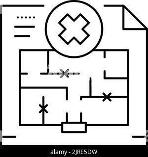 plan de démontage du mur intérieur design ligne icône illustration vectorielle Illustration de Vecteur