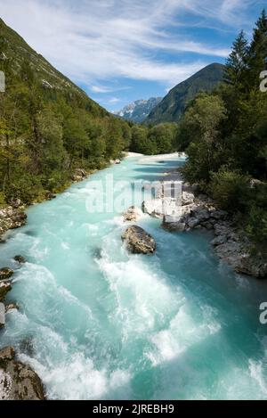 Rivière de montagne Soča, Slovénie Banque D'Images