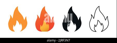 Différents symboles de feu et de flamme ensemble d'icônes d'illustration de vecteur Illustration de Vecteur