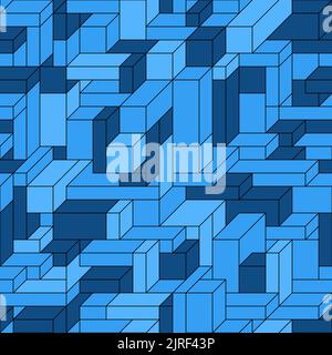 Stock modèle géométrique vectoriel volumique sans couture dans des tons bleus.texture mosaïque vectorielle sans couture dans des tons bleu et turquoise. Illustration de Vecteur