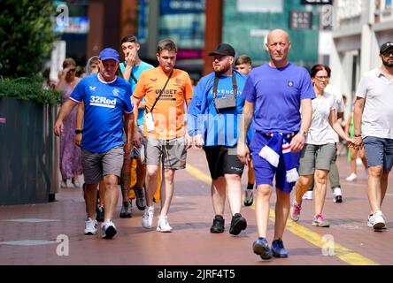 Les fans de Rangers avant le match de qualification de l'UEFA Champions League à Eindhoven. Date de la photo: Mercredi 24 août 2022. Banque D'Images