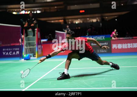 Tokyo, Japon. 24th août 2022. Prannoy H. S. de l'Inde est en compétition lors du deuxième tour de match des hommes contre Momota Kento du Japon aux Championnats du monde BWF 2022 à Tokyo, Japon, le 24 août 2022. Credit: Zhang Xiaoyu/Xinhua/Alay Live News Banque D'Images