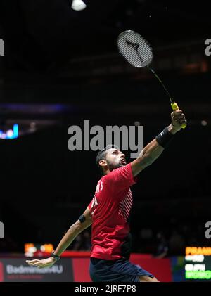 Tokyo, Japon. 24th août 2022. Prannoy H. S. de l'Inde est en compétition lors du deuxième tour de match des hommes contre Momota Kento du Japon aux Championnats du monde BWF 2022 à Tokyo, Japon, le 24 août 2022. Credit: Zhang Xiaoyu/Xinhua/Alay Live News Banque D'Images