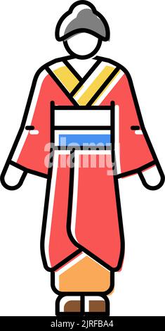 geisha femme couleur icône illustration vectorielle Illustration de Vecteur