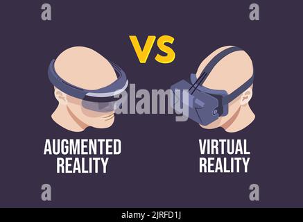 Illustration du vecteur de réalité augmentée et de réalité virtuelle - vecteur tête et visage humain AR vs VR avec dispositifs AR et VR Illustration de Vecteur
