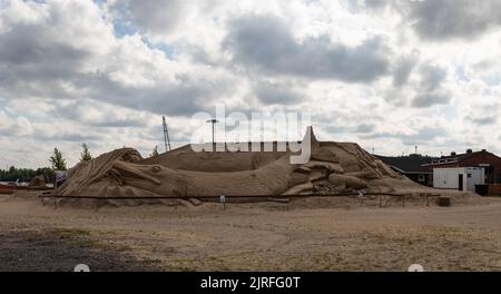 Lappeenranta, Finlande. 21 août 2022. Château de sable de Lappeenranta avec sculptures de sable finlandaises sur le thème de la nature Banque D'Images