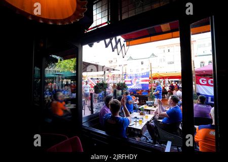 Les fans de Rangers avant le match de qualification de l'UEFA Champions League à Eindhoven. Date de la photo: Mercredi 24 août 2022. Banque D'Images