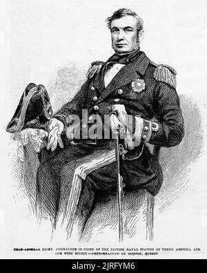 Portrait d'Alexander Milne, 1st Baronet, commandant en chef de la Station navale britannique d'Amérique du Nord et des Antilles (1860). Illustration du 19th siècle du journal illustré de Frank Leslie Banque D'Images