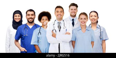 groupe international de médecins souriants heureux Banque D'Images