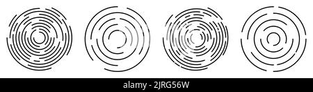 Cercles concentriques définis. Ondulation des formes circulaires. Illustration vectorielle isolée sur fond blanc Illustration de Vecteur