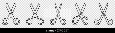 Ensemble d'icônes de ciseaux à lignes. Illustration vectorielle isolée sur fond transparent Illustration de Vecteur