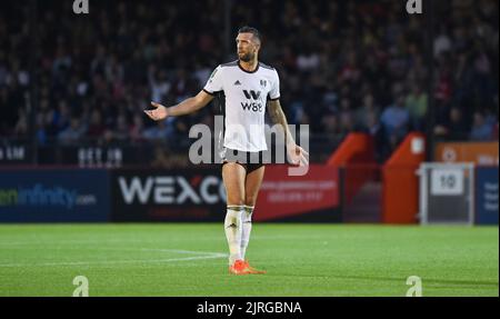 Shane Duffy de Fulham pendant le match de la coupe EFL Carabao Round Two entre Crawley Town et Fulham au stade Broadfield , Crawley , Royaume-Uni - 23rd août 2022 usage éditorial uniquement. Pas de merchandising. Pour les images de football, les restrictions FA et Premier League s'appliquent inc. Aucune utilisation Internet/mobile sans licence FAPL - pour plus de détails, contactez football Dataco Banque D'Images