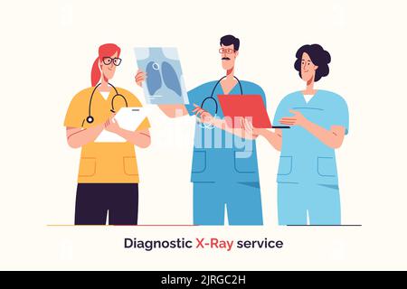 Un groupe de médecins examine une image radiologique. Illustration vectorielle Illustration de Vecteur