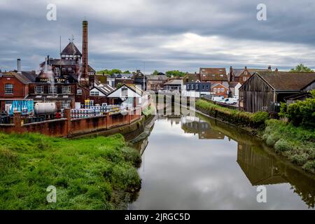 Vue sur la ville de Lewes et la rivière Ouse, Lewes, East Sussex, Royaume-Uni. Banque D'Images