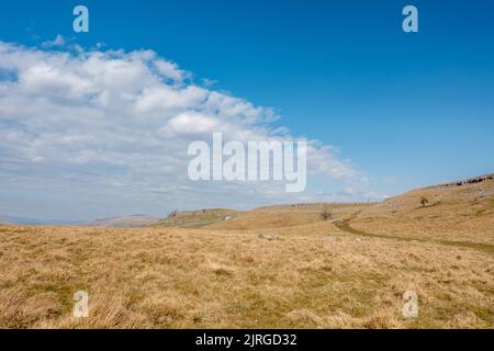 Vue sur une partie du chemin de Dales Way par une belle journée, parc national de Yorkshire Dales, North Yorkshire, Angleterre, Royaume-Uni Banque D'Images