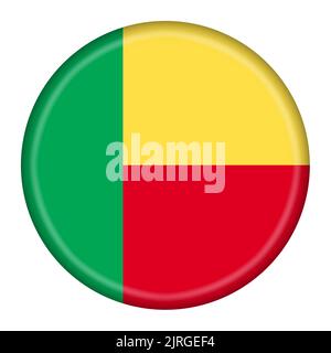 Illustration du bouton de drapeau Bénin 3D avec masque Banque D'Images