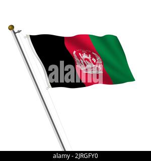 Illustration de la barre de drapeau de l'Afghanistan 3D sur blanc avec un chemin de coupure Banque D'Images