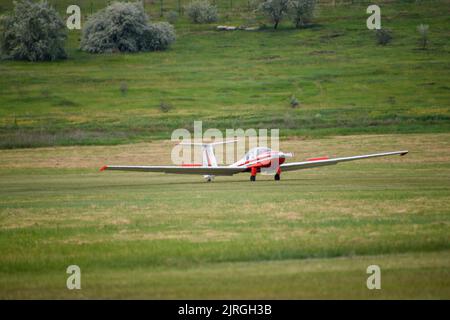 Un avion dans un paysage de verdure au festival aéronautique de Hangariada en Roumanie Banque D'Images