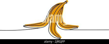 Banane Peel une ligne de couleur dessin continu. Epeler de banane continu une ligne colorée illustration. Illustration linéaire minimaliste vectorielle. Illustration de Vecteur