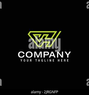 Lettre abstraite VH créative initiale pour un logo inspirant Illustration de Vecteur