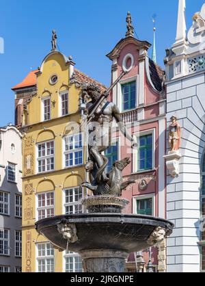 Une photo de la fontaine de Neptune, à Gdansk. Banque D'Images