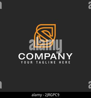 Modèle de logo de la lettre S initiale avec illustration géométrique en forme de feuille en forme de monogramme Illustration de Vecteur