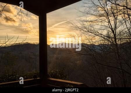 Coucher de soleil sur les Blue Ridge Mountains dans l'ouest de la Caroline du Nord Banque D'Images