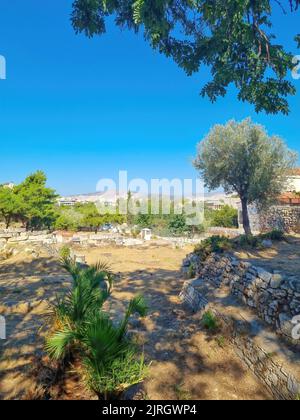 Vue du haut des temple d'Héphaïstos Theseion à Athènes, Grèce en été Banque D'Images