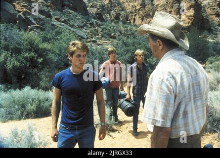 ERIC STOLTZ, LANCE KERWIN, JAMES SPADER, Robert Mitchum, UN TUEUR DANS LA FAMILLE, 1983 Banque D'Images