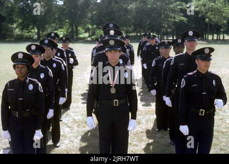 MARION RAMSEY, Kim Cattrall, Steve Guttenberg, BRUCE MAHLER, Académie de police, 1984 Banque D'Images