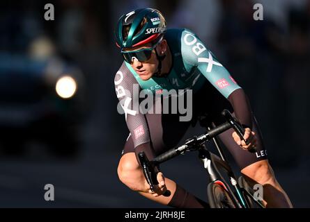 Weimar, Allemagne. 24th août 2022. Cyclisme : visite de l'Allemagne, Weimar, 2,6 km, prologue, essai individuel. Patrick Konrad de Team BORA - hansgrohe sur le parcours. Credit: Hendrik Schmidt/dpa/Alay Live News Banque D'Images