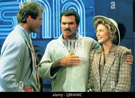 CHRISTOPHER REEVE, Burt Reynolds, Kathleen Turner, CHANGEMENTS DE CHAÎNES, 1988 Banque D'Images