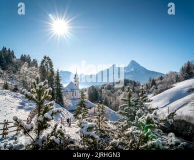 Ikonisches Foto von der Wallfahrtskirche Maria Gern, Berchtesgadener Land, Allemagne. Banque D'Images