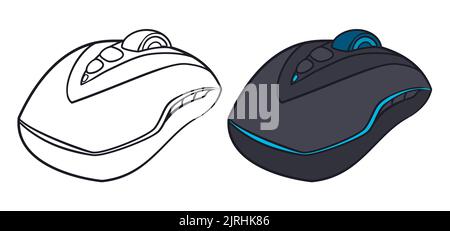 Voir avec les contours et la version colorée et le concept coloré de la souris de jeu. Illustration de Vecteur