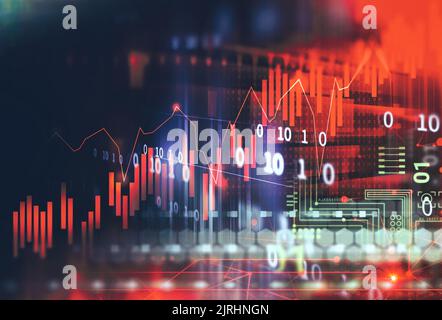 graphique de la bourse financière sur le contexte abstrait de la technologie Banque D'Images