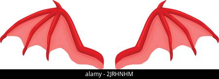Ailes de chauve-souris rouges. Symbole diable. Symbole de mouche dragon mythique isolé sur fond blanc Illustration de Vecteur