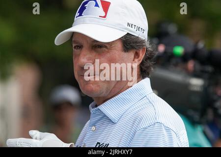Atlanta, Géorgie, États-Unis. 24th août 2022. ATLANTA - 24 AOÛT : Billy Andrade sur le tee-shirt 10th pendant le DÉFI de Charity de championnat DE TOUR au club de golf d'East Lake sur 24 août 2022 à Atlanta, Géorgie. (Image de crédit : © Debby Wong/ZUMA Press Wire) Banque D'Images