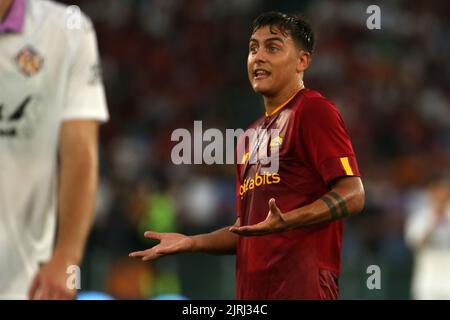 Rome, Italie. 22nd août 2022. Paulo Dybala (Roma) réagit au cours de la série Un match entre AS Roma contre US Cremonese au Stadio Olimpico sur 22 août 2022 à Rome, Italie. (Photo de Giuseppe Fama/Pacific Press) crédit: Pacific Press Media production Corp./Alay Live News Banque D'Images