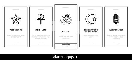 Les icônes d'intégration de religion, de culte de prière et d'athéisme définissent le vecteur Illustration de Vecteur