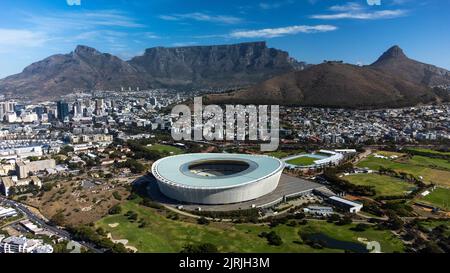 Une vue aérienne de la ville du Cap et de la montagne de la tête du Lion en Afrique du Sud Banque D'Images