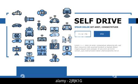 auto auto auto véhicule conduire smart auto atterrissage header vector Illustration de Vecteur