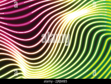 Vert violet fluo courbes lignes ondulées arrière-plan abstrait. Motif vectoriel lumineux Illustration de Vecteur