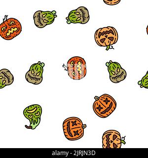 citrouille halloween automne orange vecteur sans couture motif Illustration de Vecteur