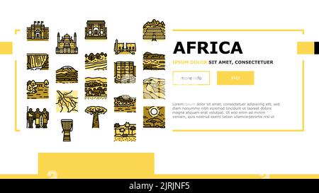 Afrique continent Nation Treasure Landing en-tête vecteur Illustration de Vecteur