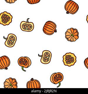 citrouille halloween automne orange vecteur sans couture motif Illustration de Vecteur